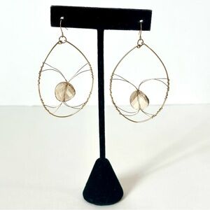ARTISAN HANDCRAFTED Gold & Faceted Smoky Quartz Drop Oval Earrings